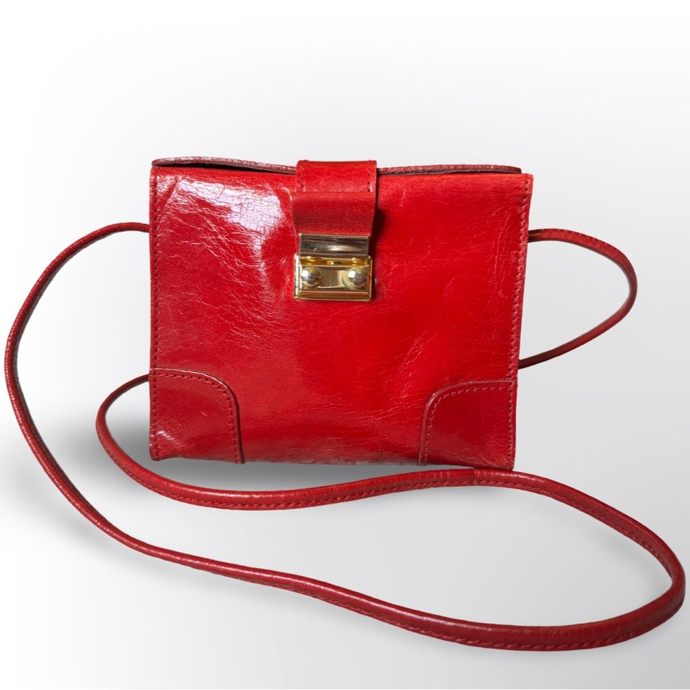 RARE Vintage Neiman Marcus Italian Red Leather Shoulder Bag